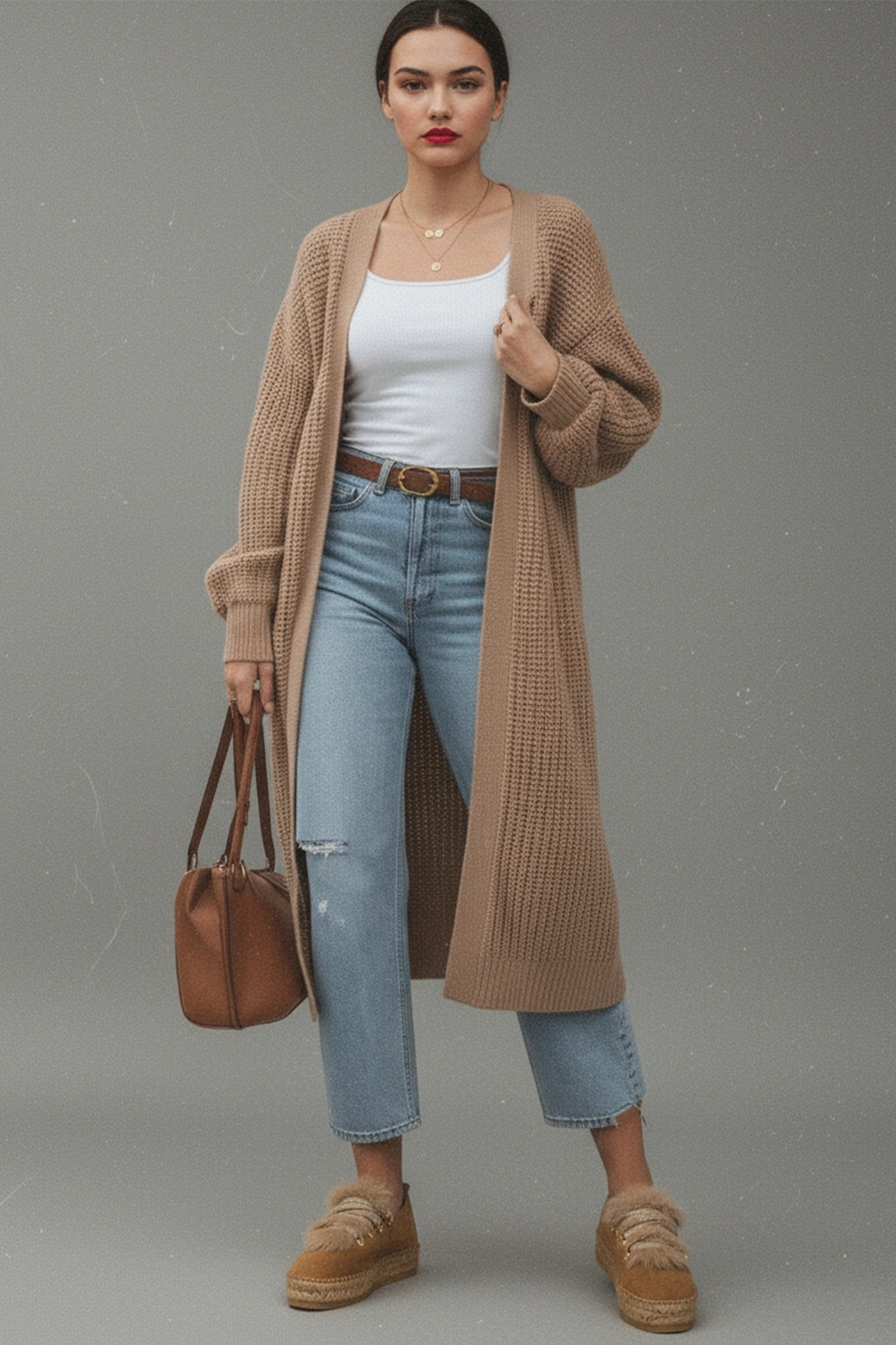 Sneakers alpargatas de serraje canela con pelo | Naos 16