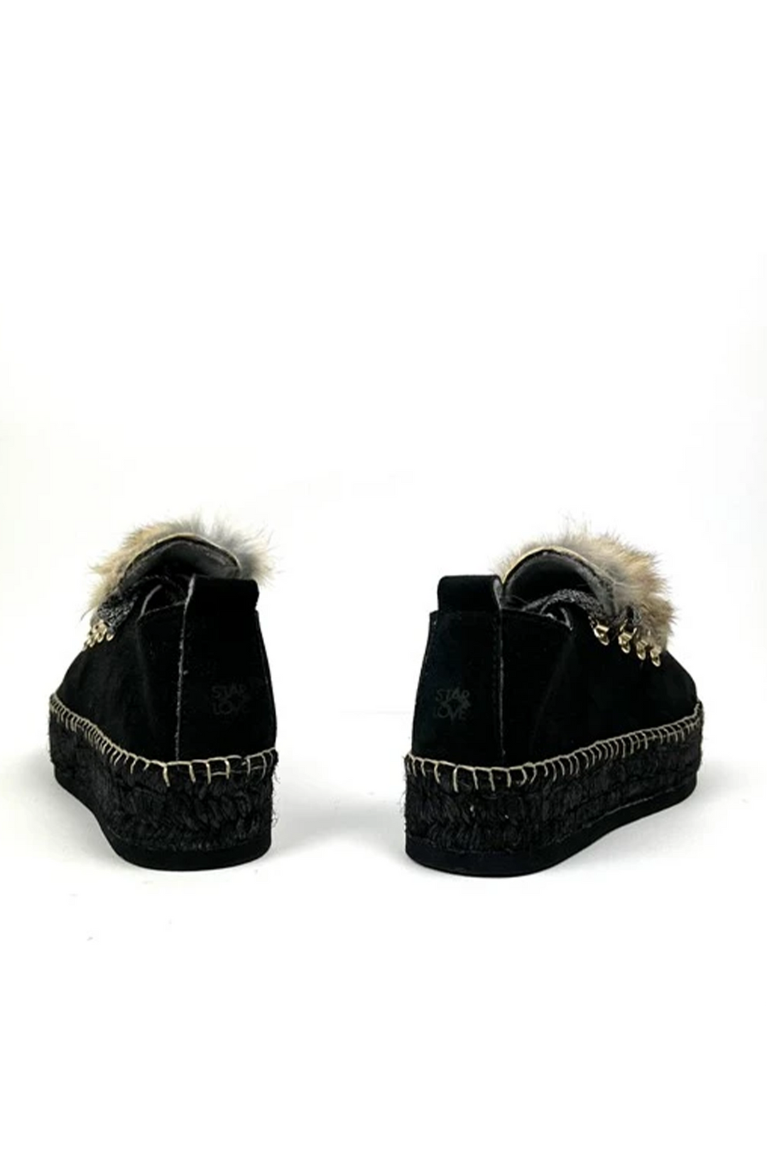 Sneakers mujer negras con pelo y suela de yute | Naos 16