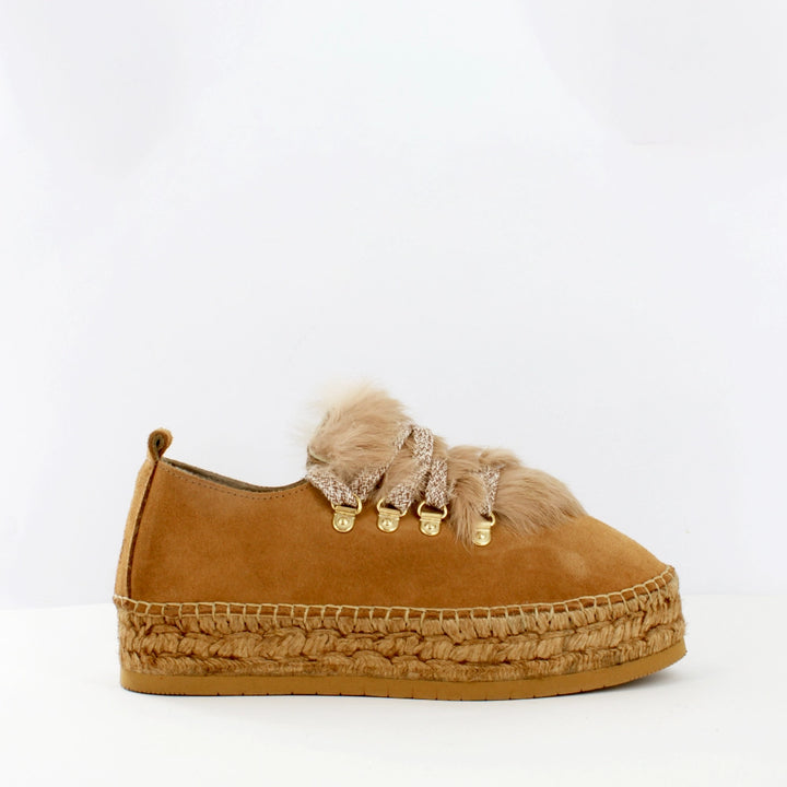 Sneakers alpargatas de serraje canela con pelo | Naos 16