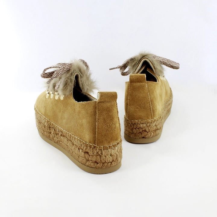 Sneakers alpargatas de serraje canela con pelo | Naos 16