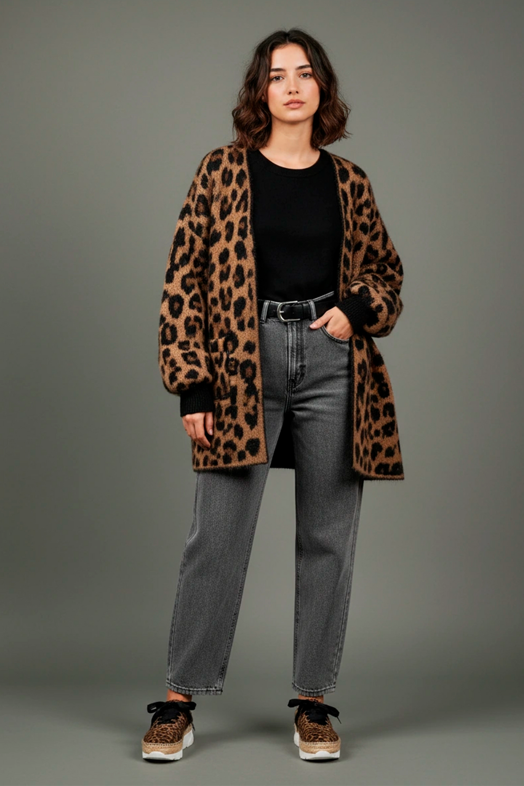 Zapatillas deportivas leopardo con suela yute + goma | Naos 17