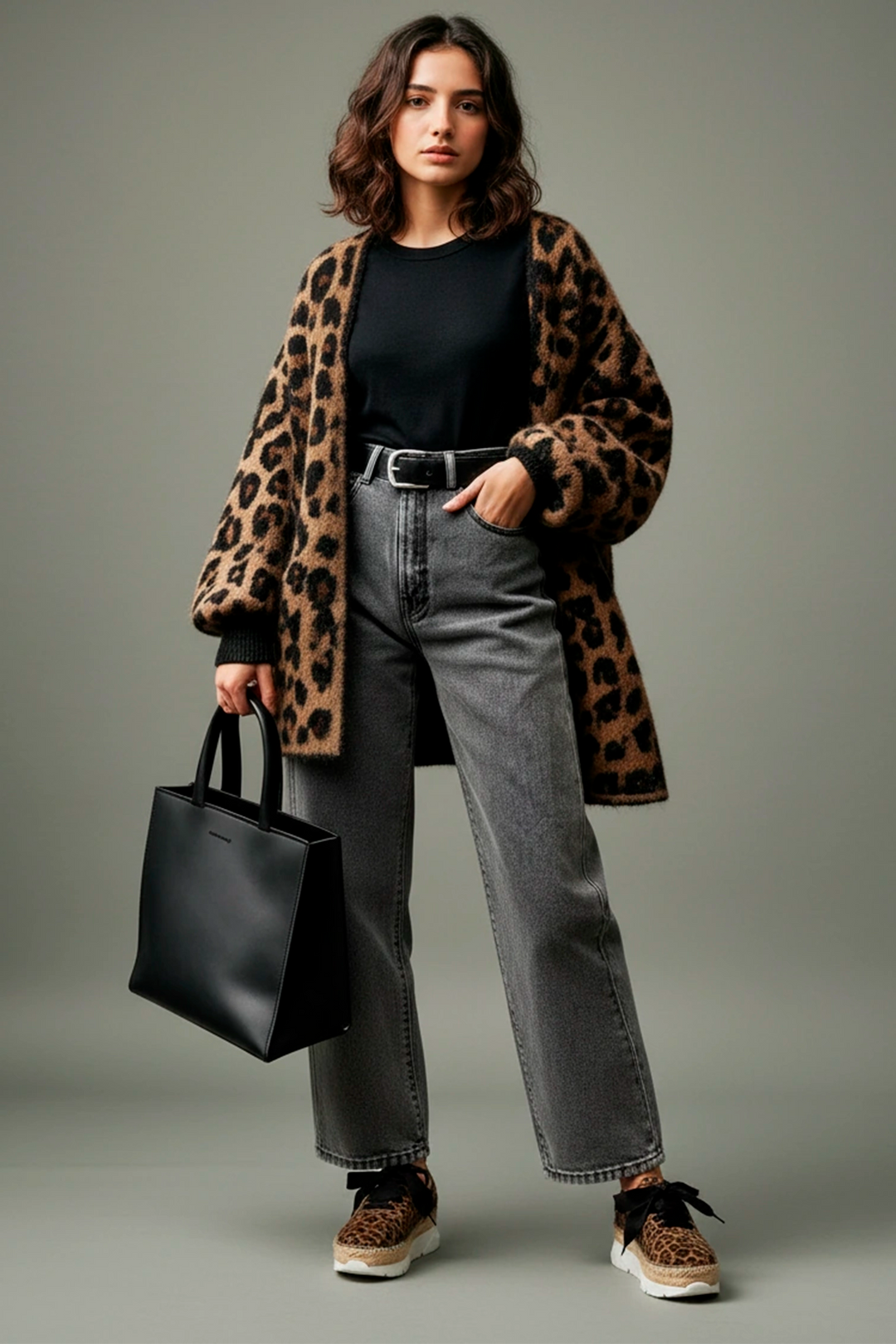 Zapatillas deportivas leopardo con suela yute + goma | Naos 17