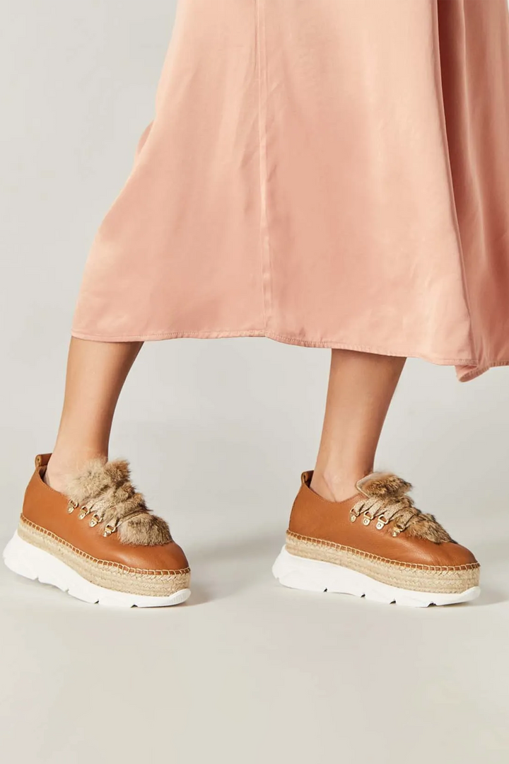 Sneakers de cuero con pelo y suela yute + goma | Naos 31