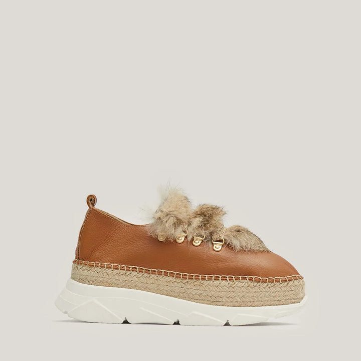 Sneakers de cuero con pelo y suela yute + goma | Naos 31