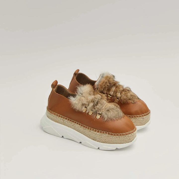 Sneakers de cuero con pelo y suela yute + goma | Naos 31