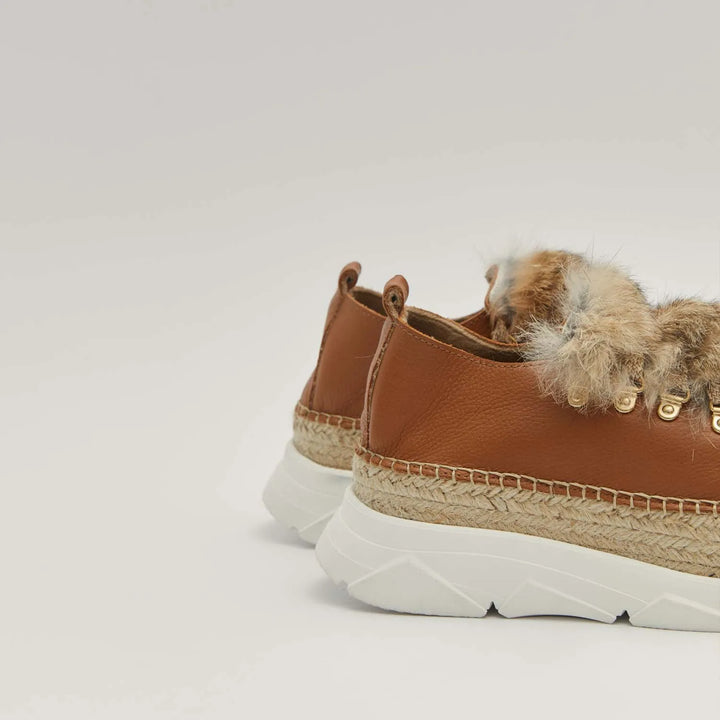 Sneakers de cuero con pelo y suela yute + goma | Naos 31