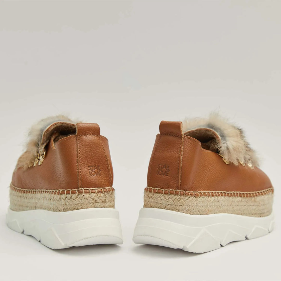 Sneakers de cuero con pelo y suela yute + goma | Naos 31