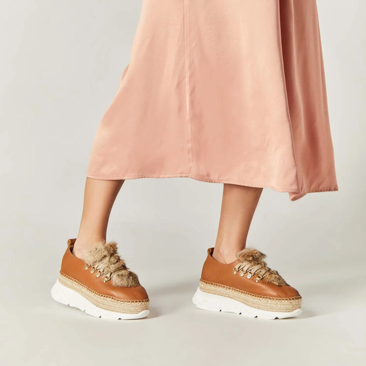 Sneakers de cuero con pelo y suela yute + goma | Naos 31