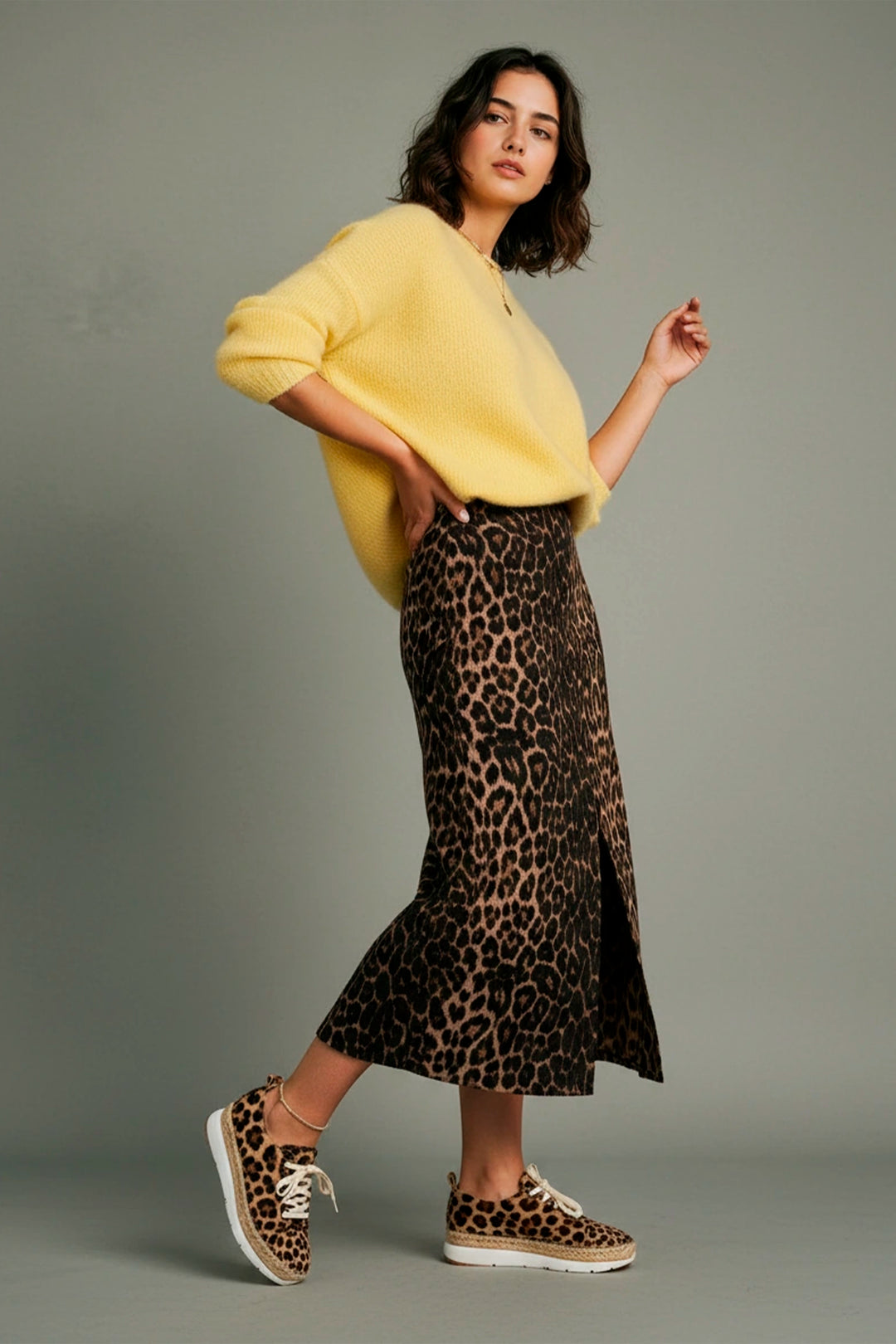 Zaptillas leopardo mujer suela de yute + goma | Naos 90