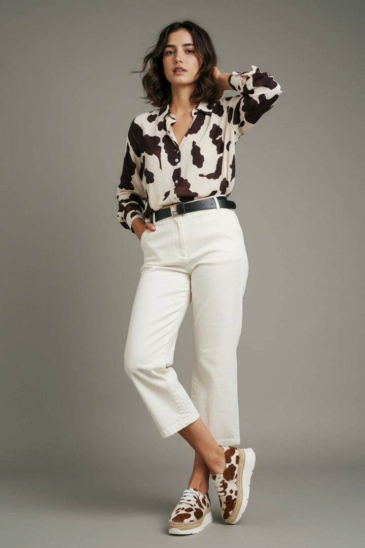 Sneakers animal print vaca con suela de yute y goma | Naos 90