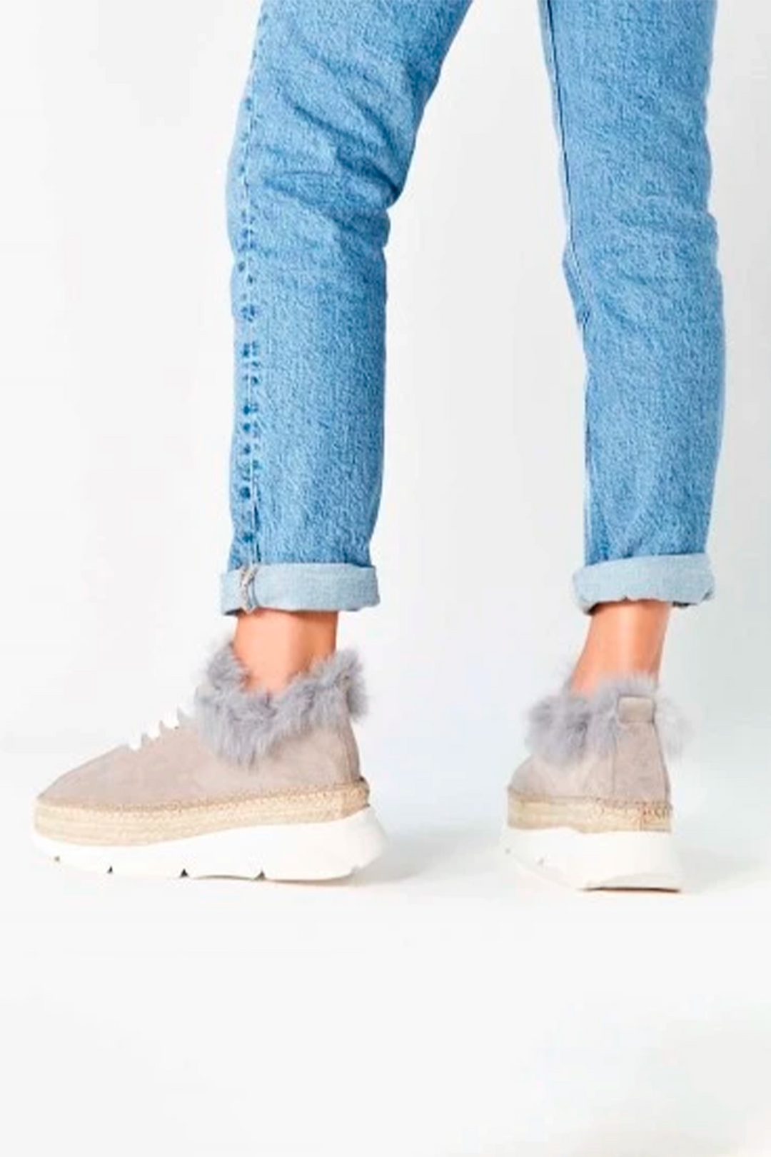 Zapatills deportivas mujer color gris niquel con pelo | Naos 91