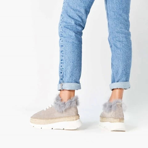 Zapatills deportivas mujer color gris niquel con pelo | Naos 91