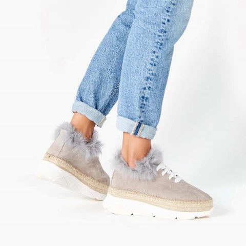 Zapatills deportivas mujer color gris niquel con pelo | Naos 91