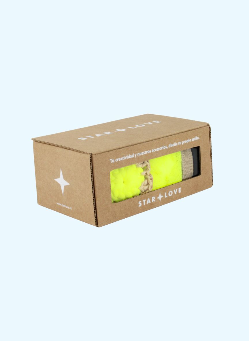 Pack adornos fluor amarillo y cintas para zapatos | Pack Flor Amarillo