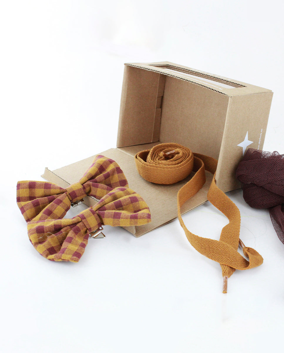 Pack adornos para calzado en color granate y mostaza | Pack Granate