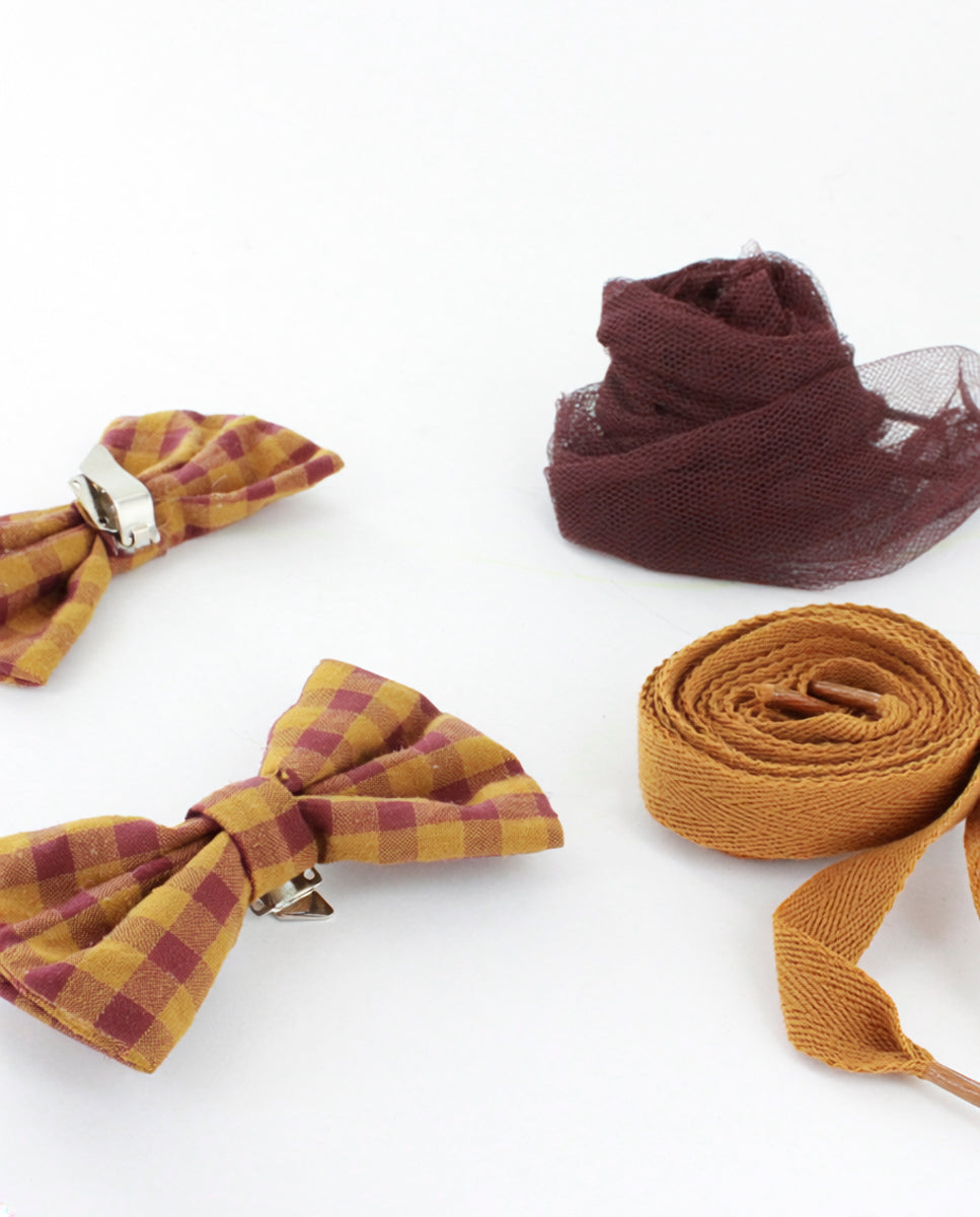 Pack adornos para calzado en color granate y mostaza | Pack Granate