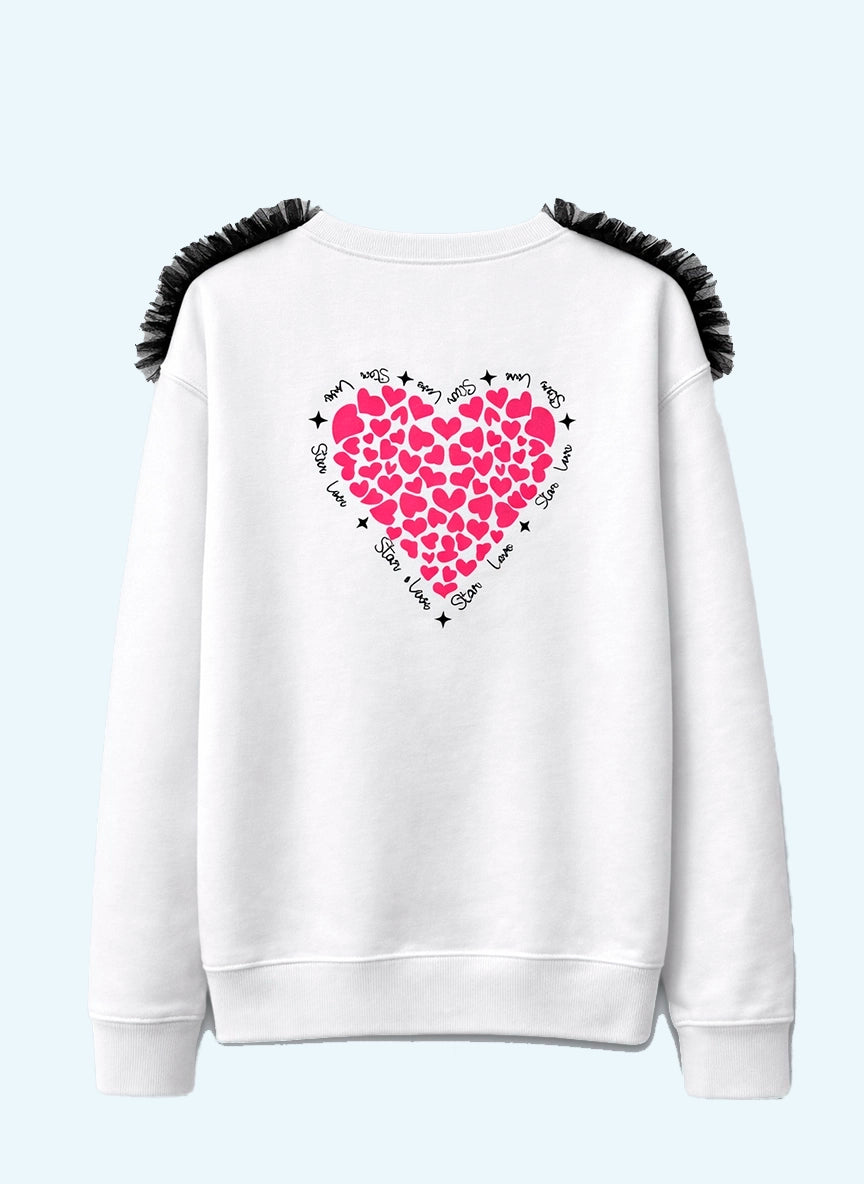 Sudadera blanca mujer con tul negro | Ana