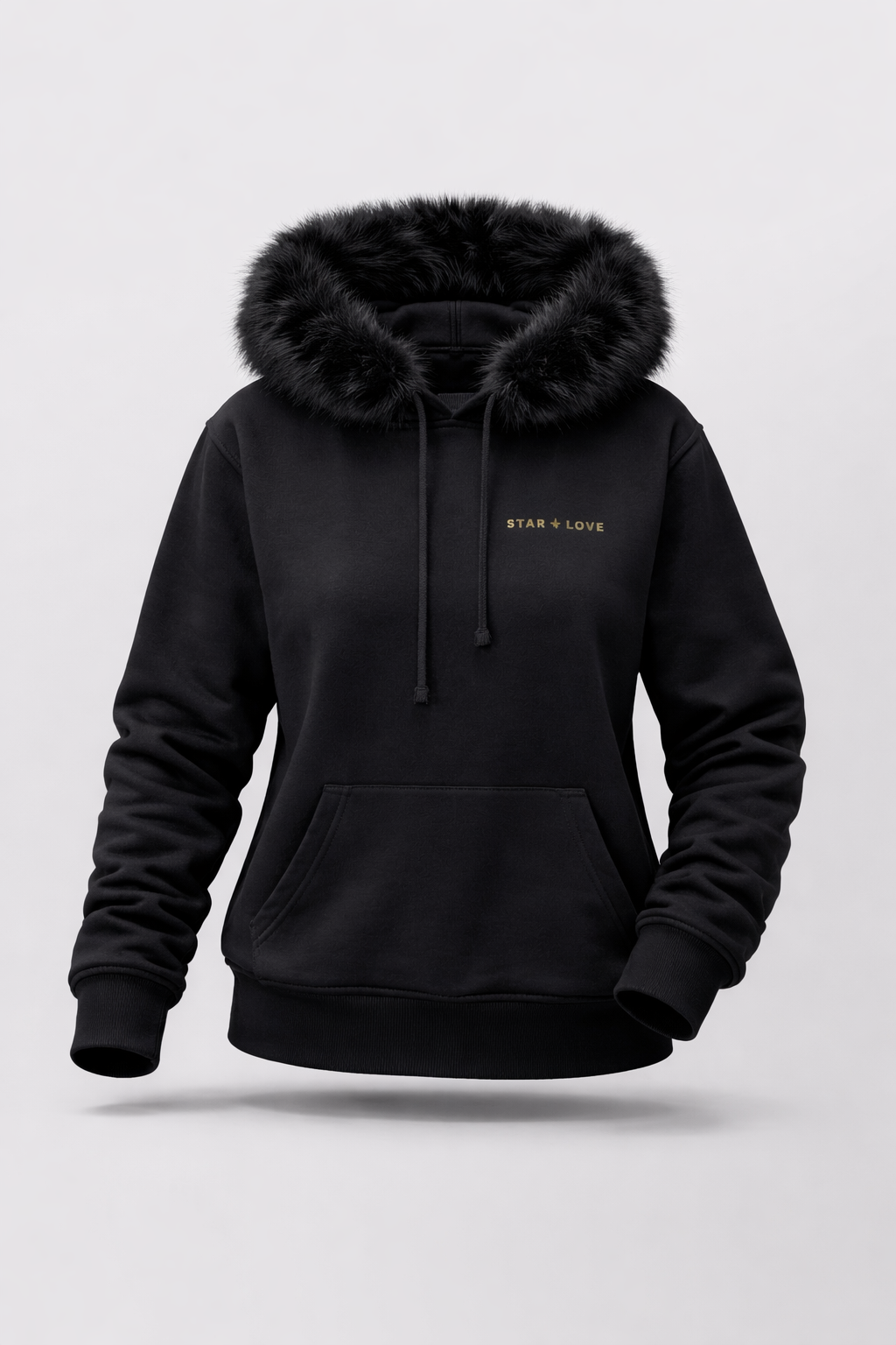 Sudadera negra con capucha de pelo | Carla