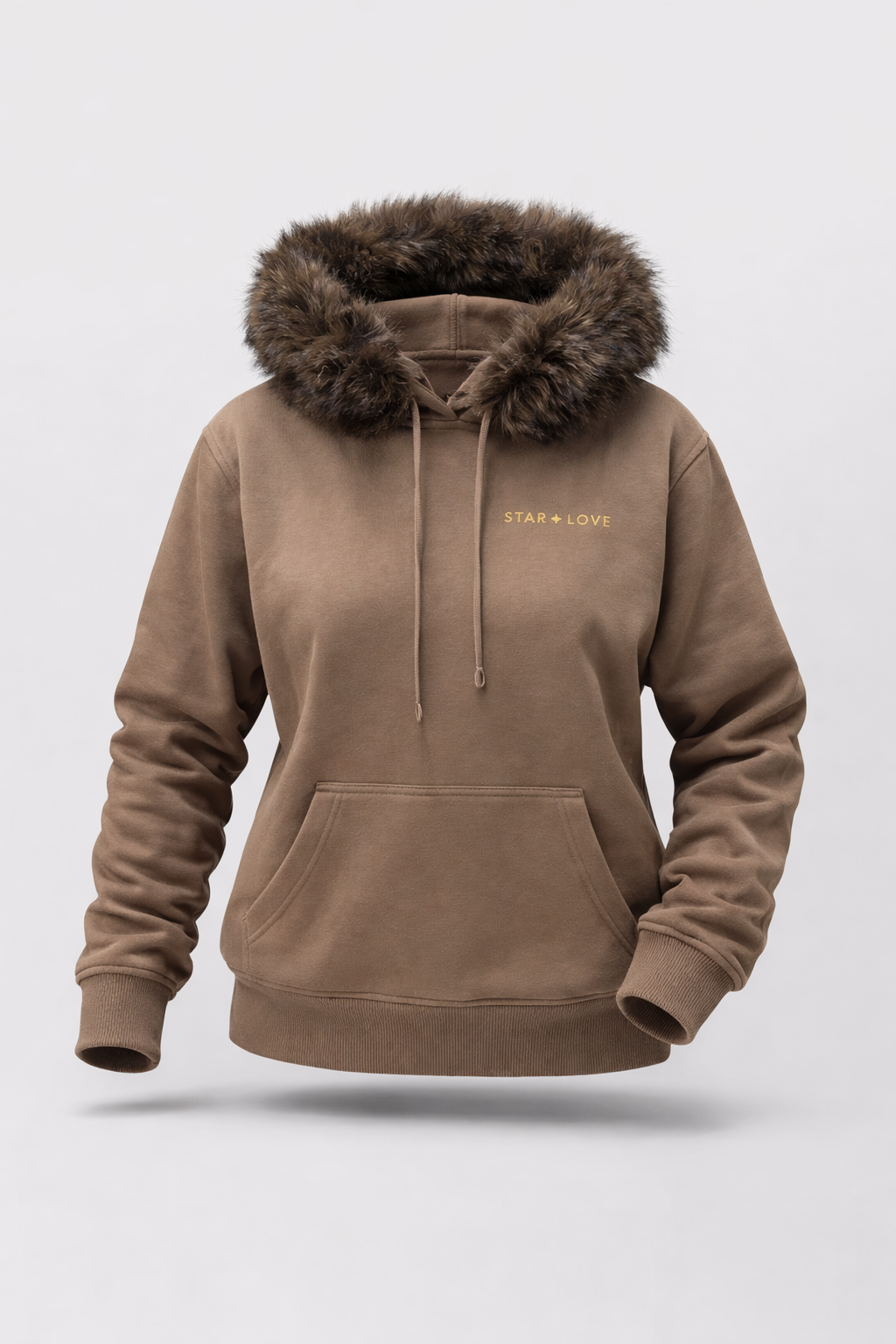 Sudadera de invierno con capucha de pelo color beige | Carla
