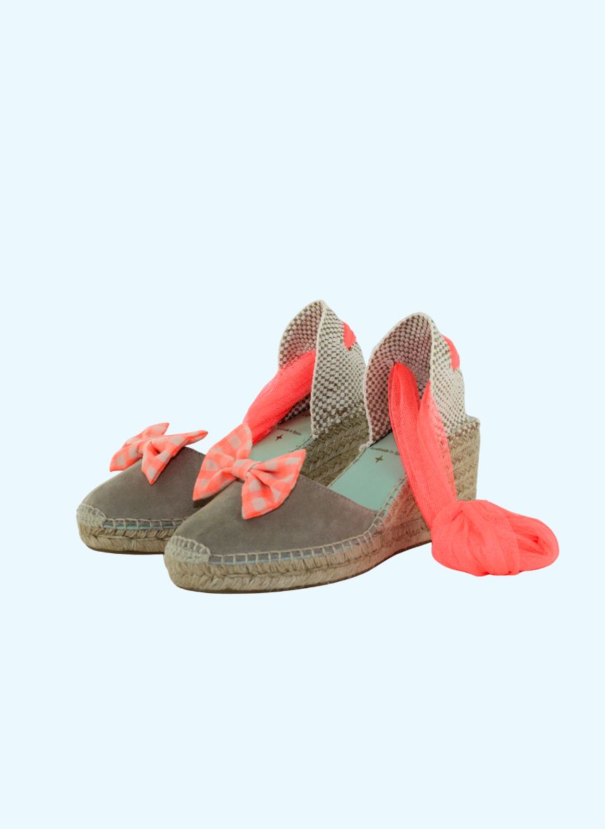 Accesorios lazo vichy coral fluor para calzado | Lazo Coral