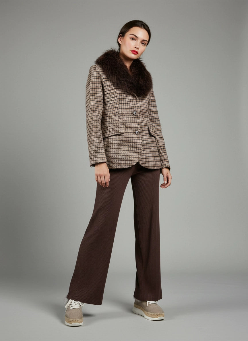 Cuello de pelo natural desmontable color chocolate | Alicia