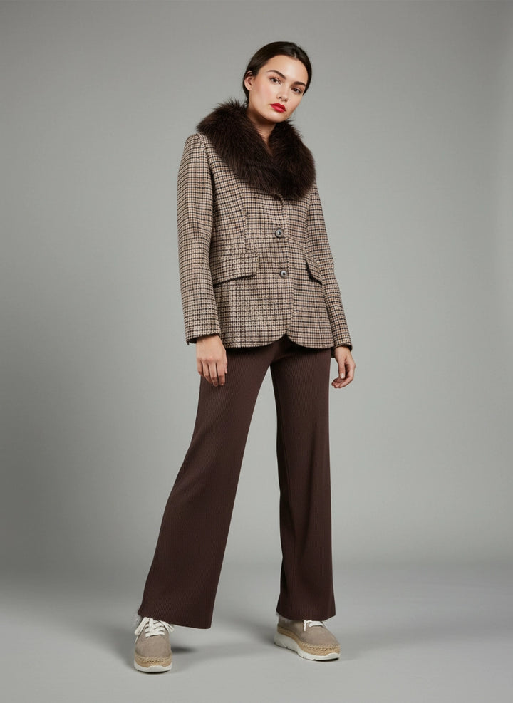 Cuello de pelo natural desmontable color chocolate | Alicia