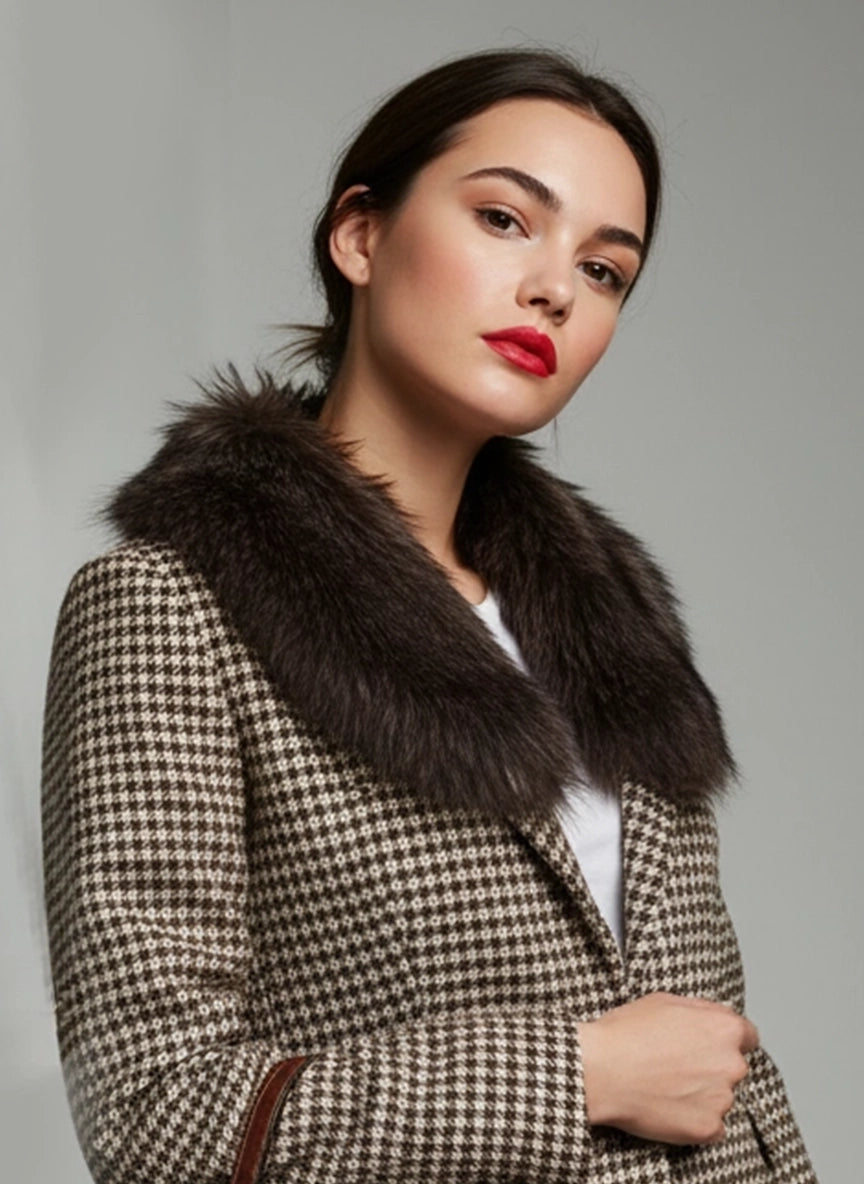 Cuello de pelo natural desmontable color chocolate | Alicia