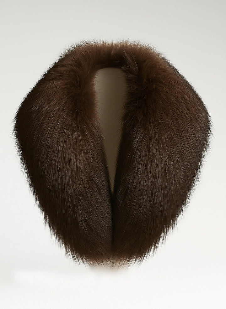 Cuello de pelo natural desmontable color chocolate | Alicia