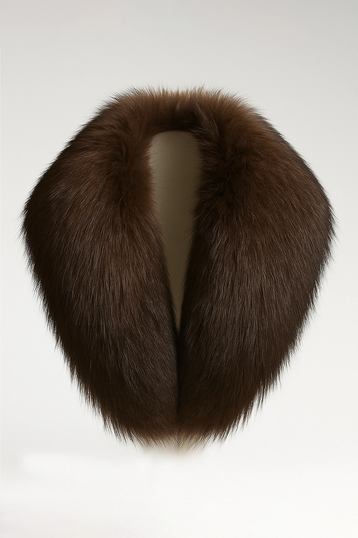 Cuello de pelo natural desmontable color chocolate | Alicia