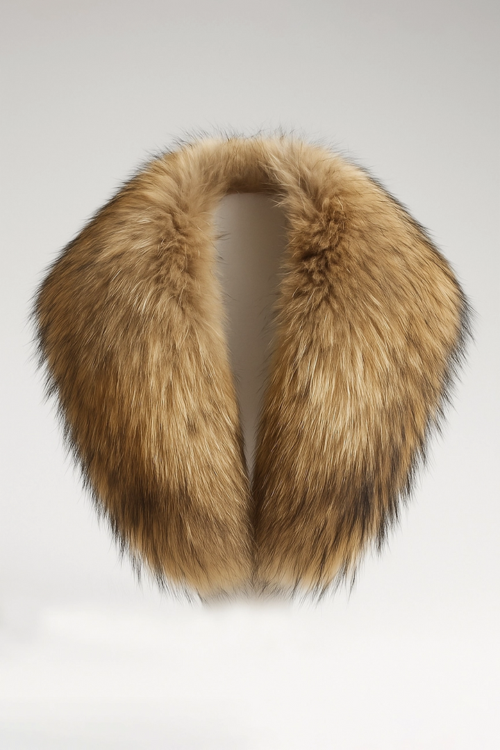 Cuello de pelo natural desmontable color beige  | Alicia