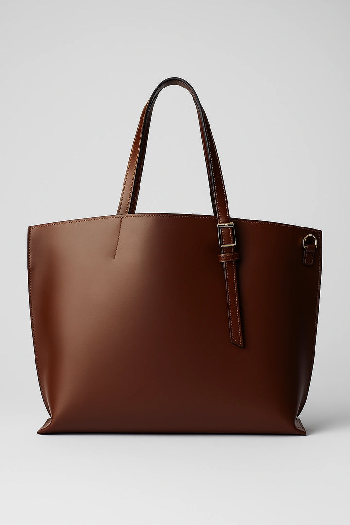 Bolso de piel marrón chocolate con asa intercambiable | Pilar