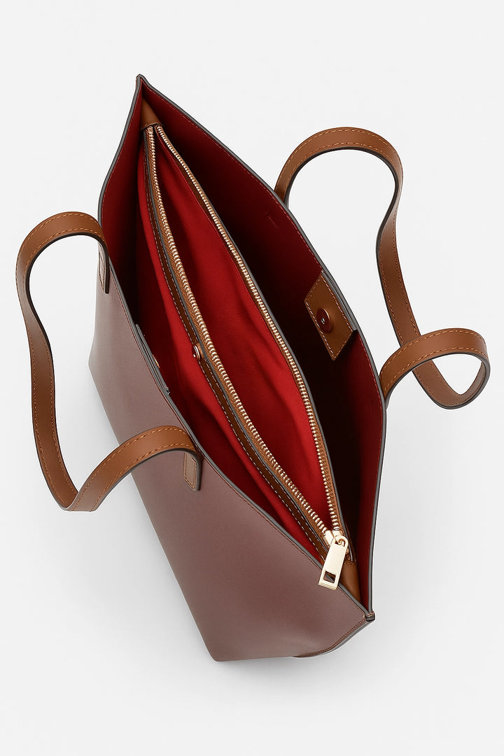 Bolso de piel marrón chocolate con asa intercambiable | Pilar