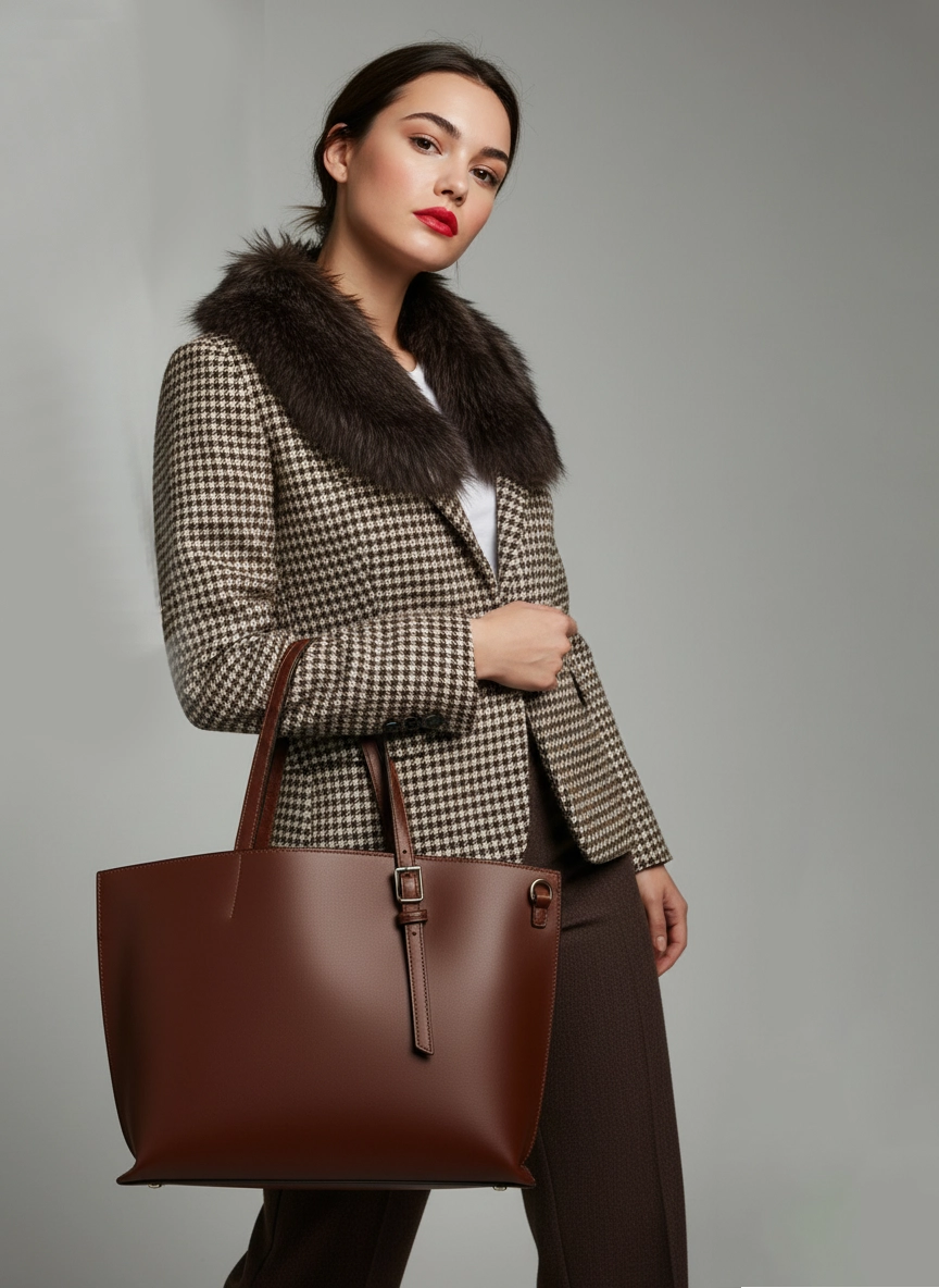 Bolso de piel marrón chocolate con asa intercambiable | Pilar