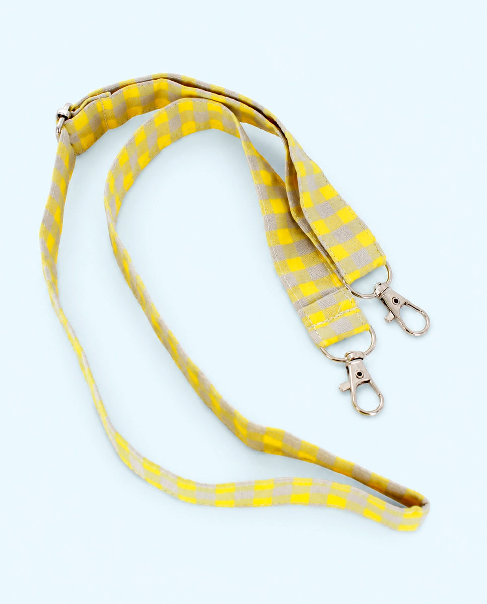 Bolso de mano vichy amarillo flúor con volante tul | Valentina