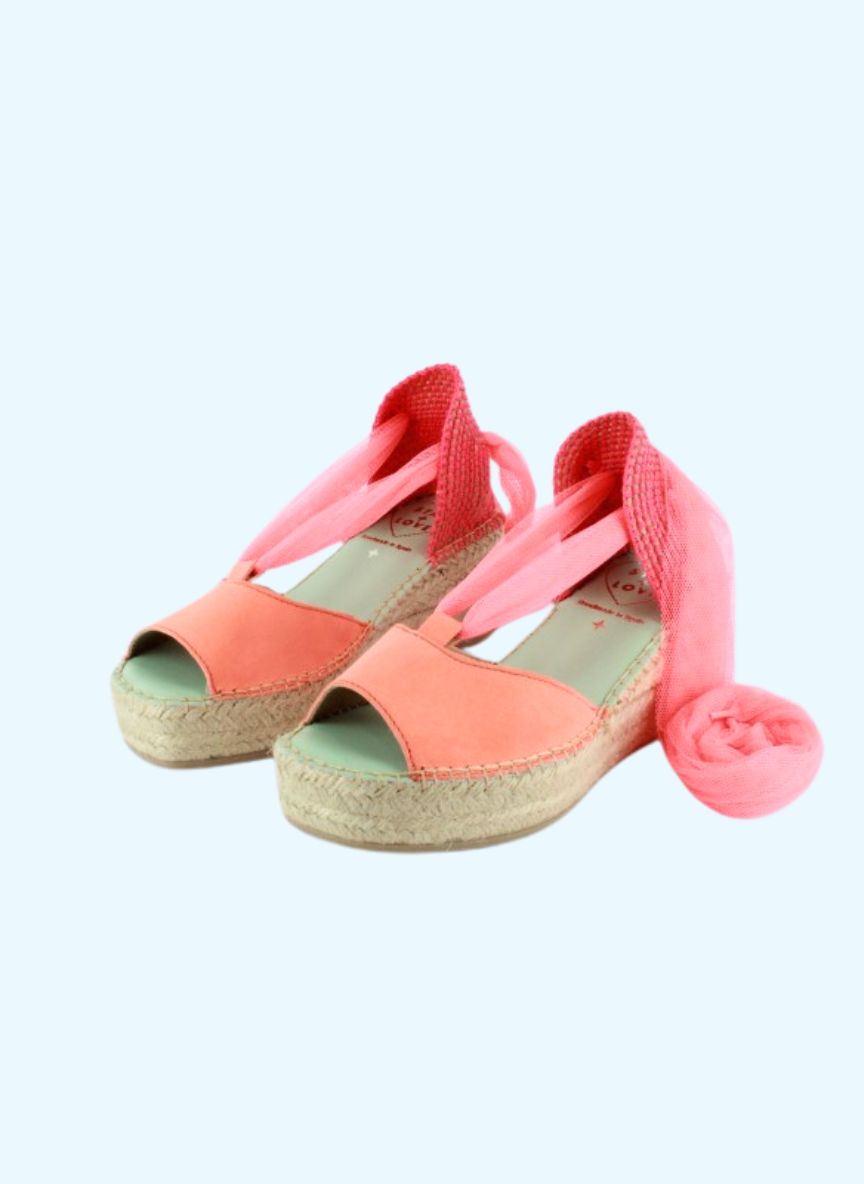 Alpargatas cuña media coral con cintas intercambiables | Enif 19