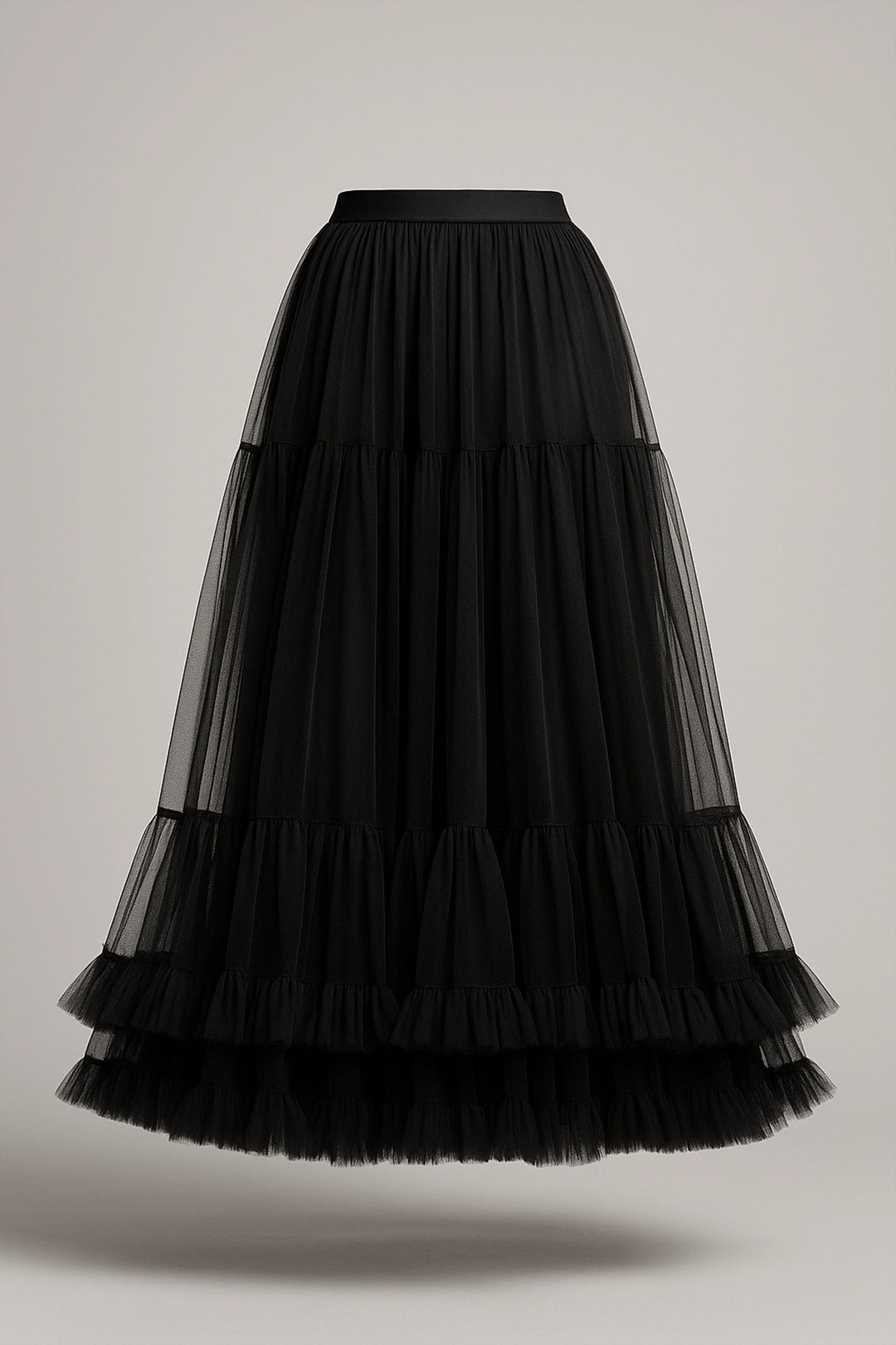 Falda larga negra de tul con volumen | Maria