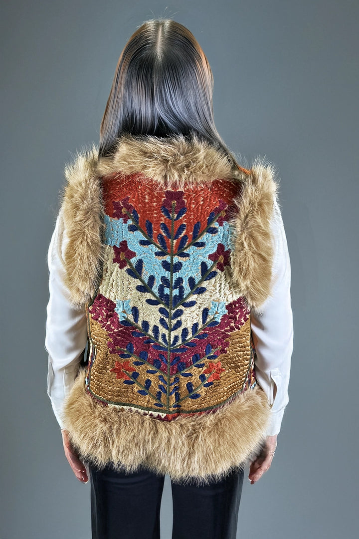 Chaleco de pelo sin mangas con diseño fantasía | Frida