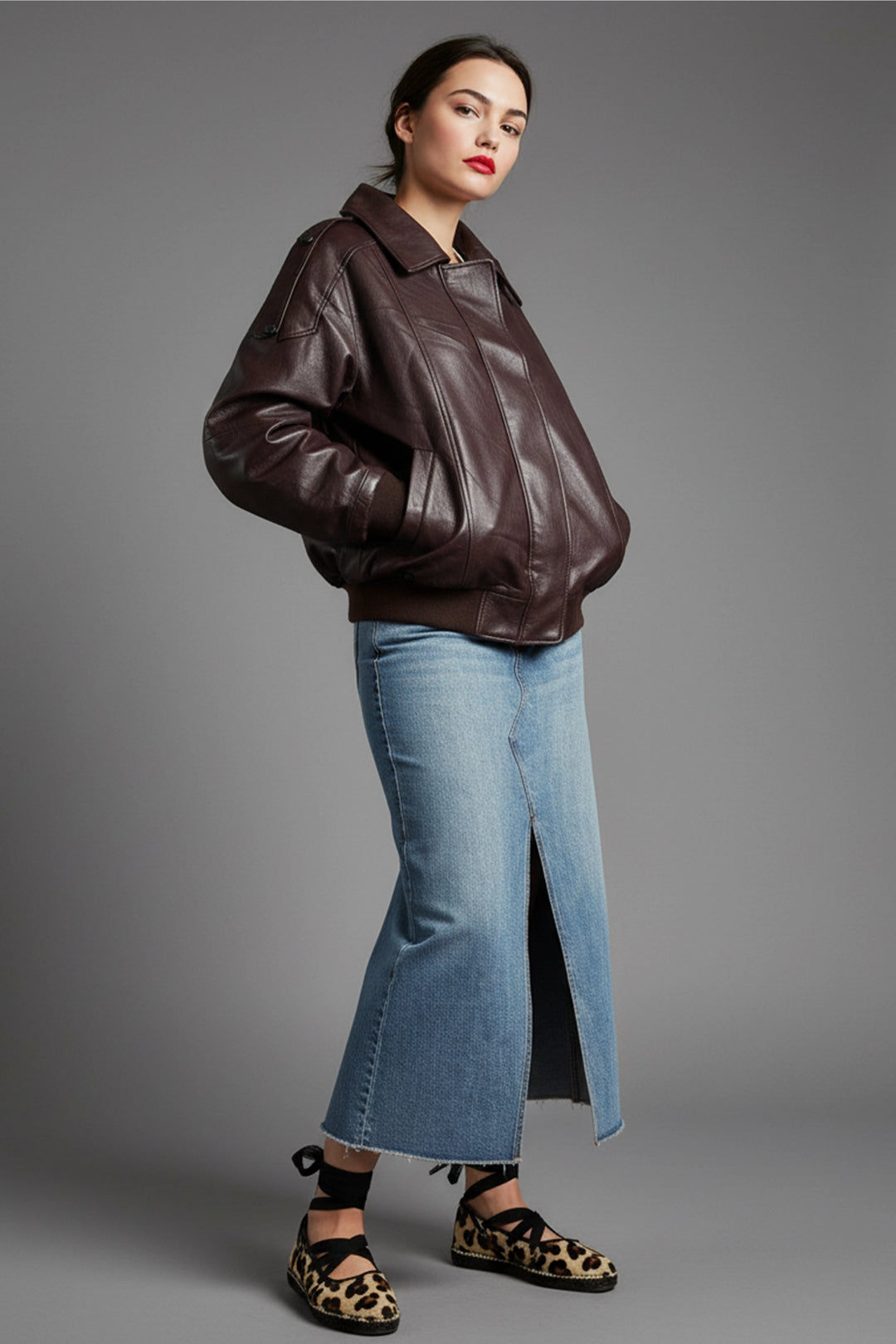 Chaqueta burdeos con cuello de pelo desmontable | Greta