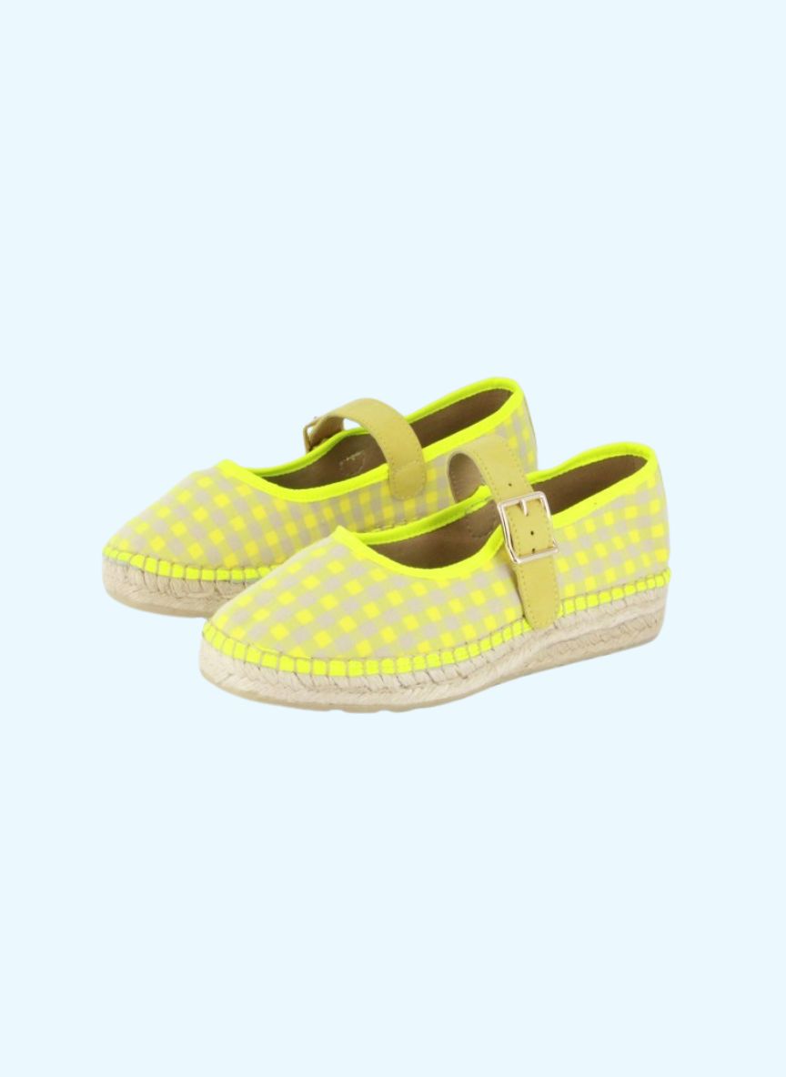 Bailarinas vichy amarillo flúor con hebilla | Jane 21