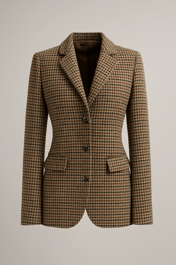 Americana cuadros mujer beige y chocolate | Julieta