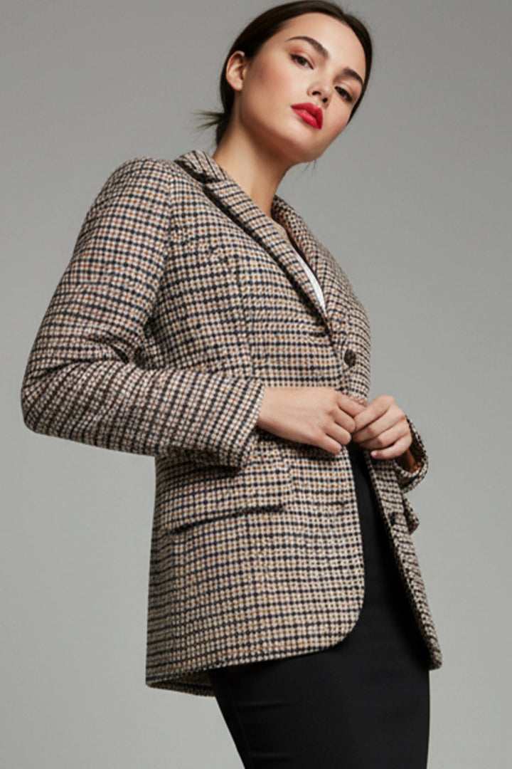 Americana cuadros mujer beige y chocolate | Julieta