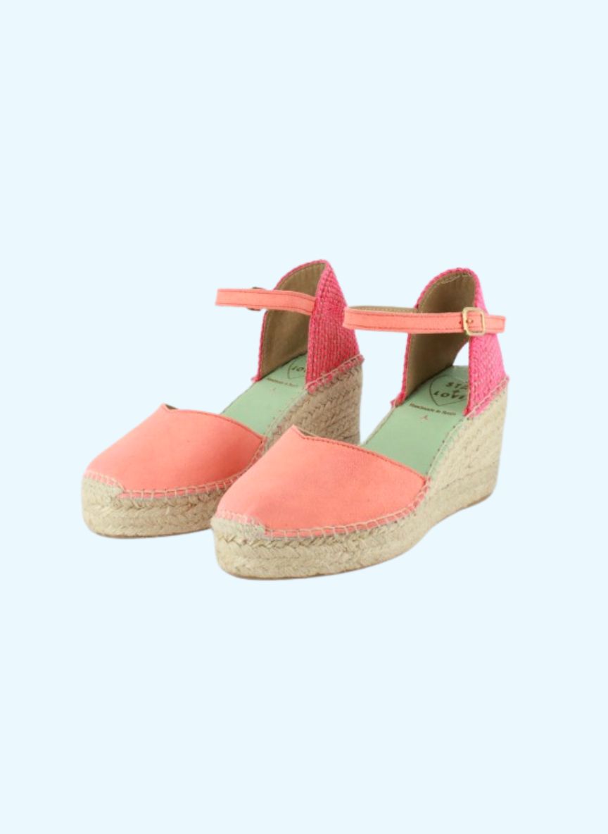 Alpargatas cuña media coral fluor con pulsera | Libra 19