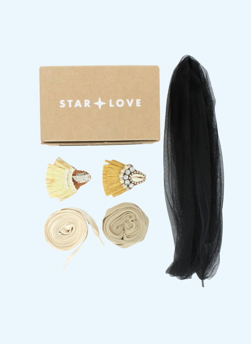 Pack adornos de rafia y cintas para zapatos | Pack Rafia Concha