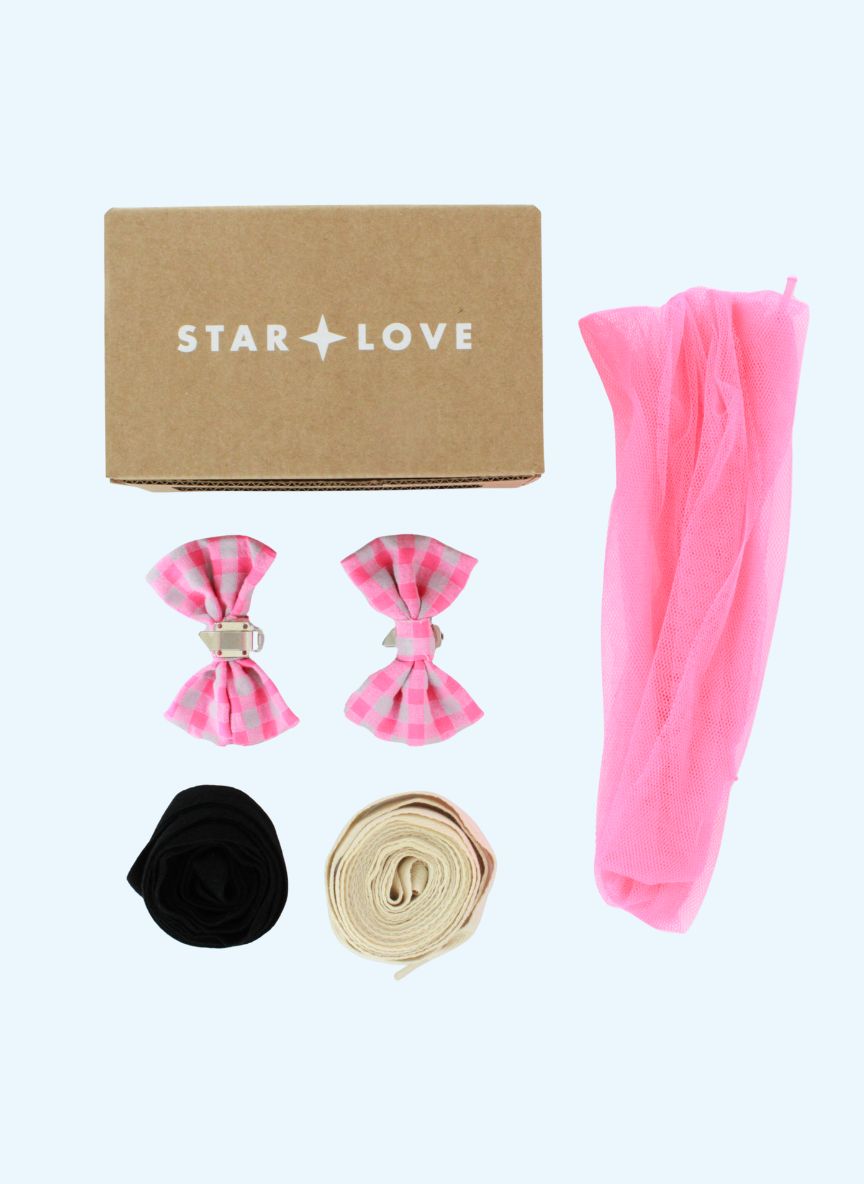 Pack de cintas y lazos vichy fucsia para alpargatas | Pack vichy fucsia