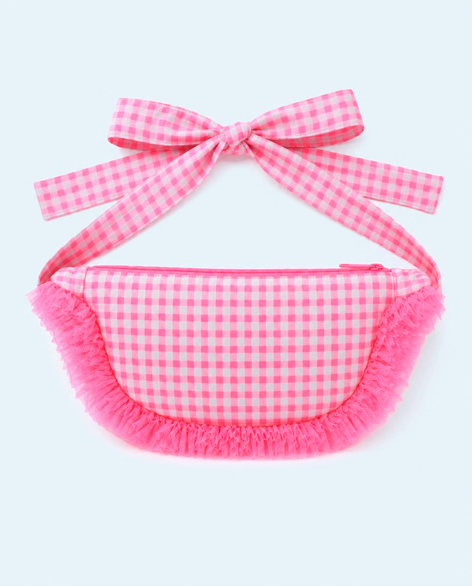Bolso bandolera vichy fucsia con volante | Sofia