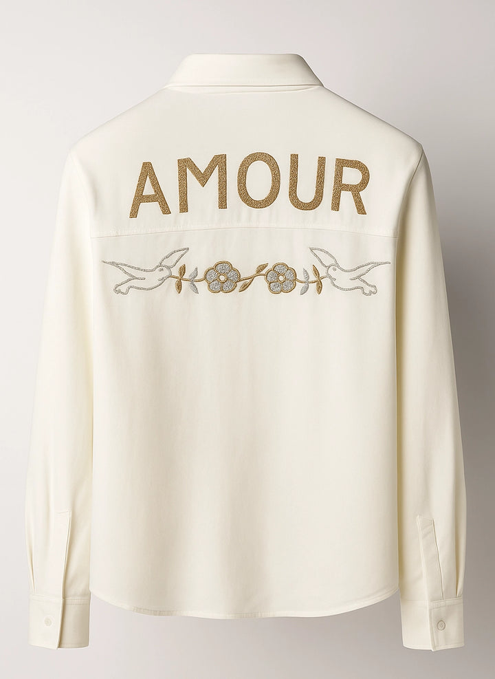 Camisa blanca con diseño  trasero "Amour" | Soraya