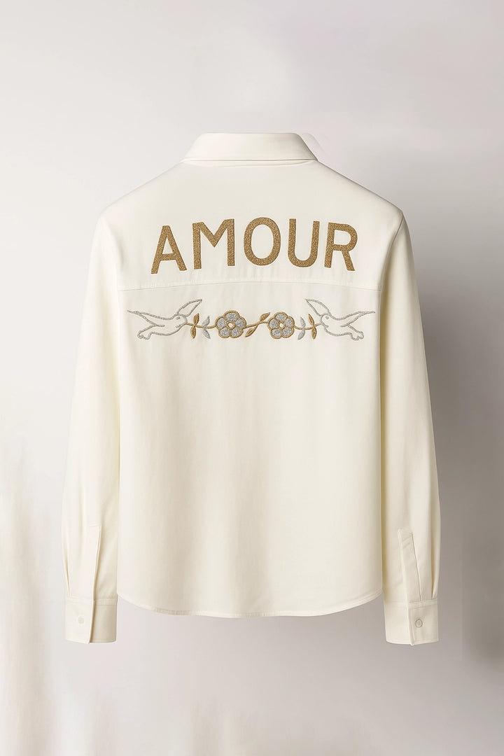Camisa blanca con diseño  trasero "Amour" | Soraya