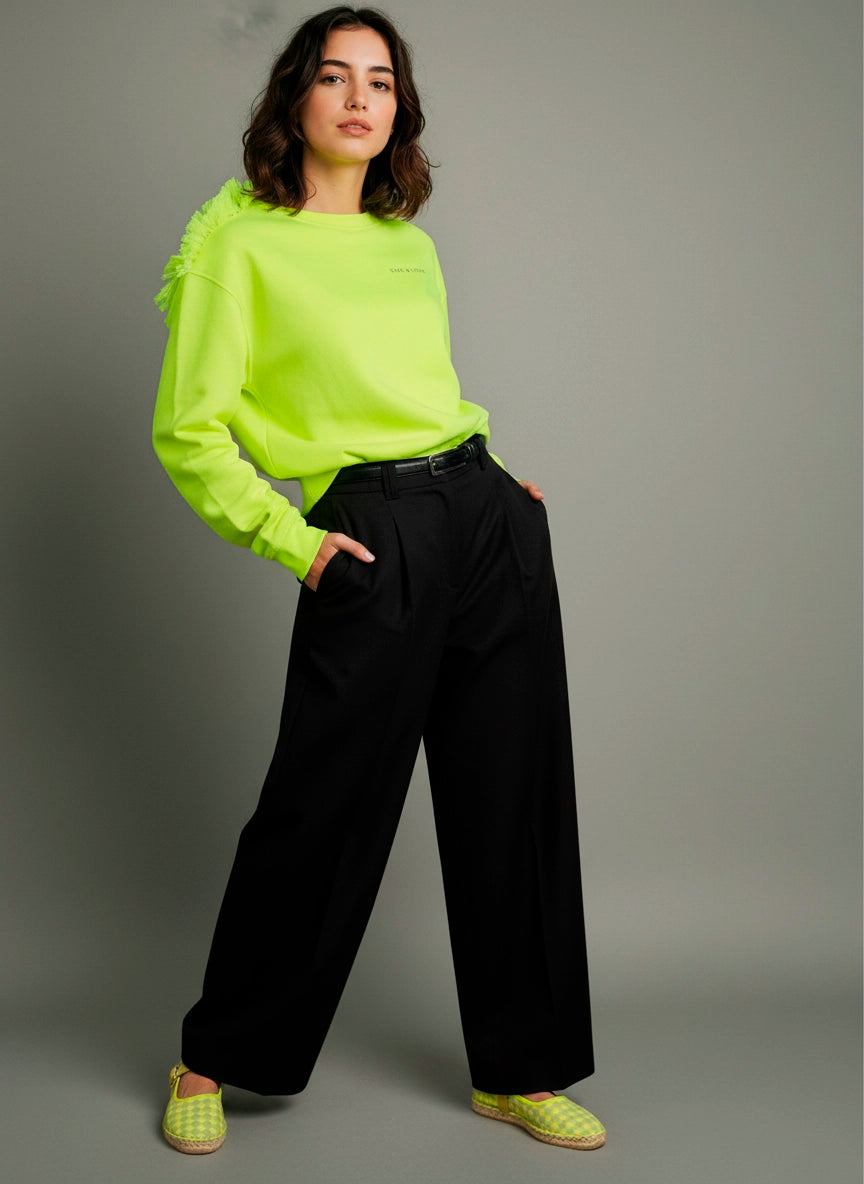 Sudadera amarillo flúor Star Love con tul | Ada